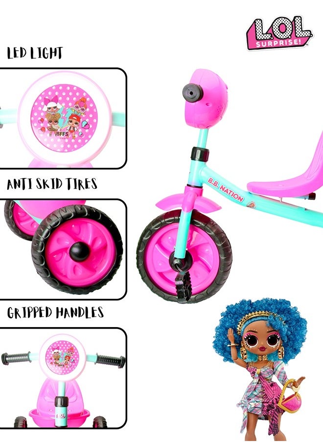 LOL Surprise Kids Tricycle Age 3 years- 5 years, Gift Toys for Girl , Balance Bike Toddler Trikes with Carrier, Gift Toddler Tricycle, Pink
