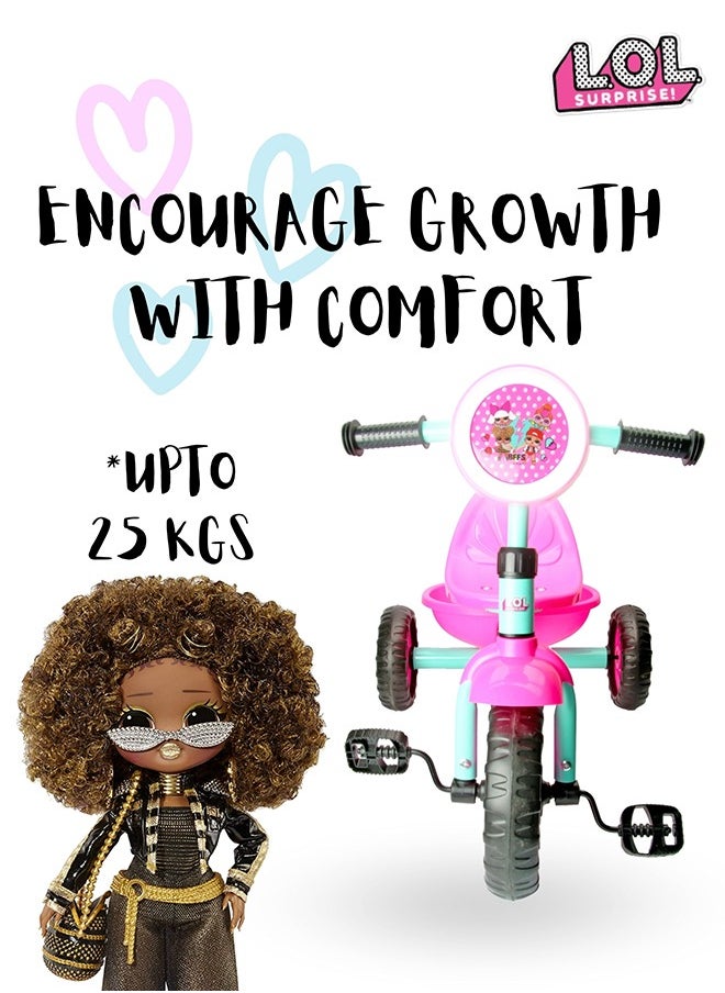 LOL Surprise Kids Tricycle Age 3 years- 5 years, Gift Toys for Girl , Balance Bike Toddler Trikes with Carrier, Gift Toddler Tricycle, Pink