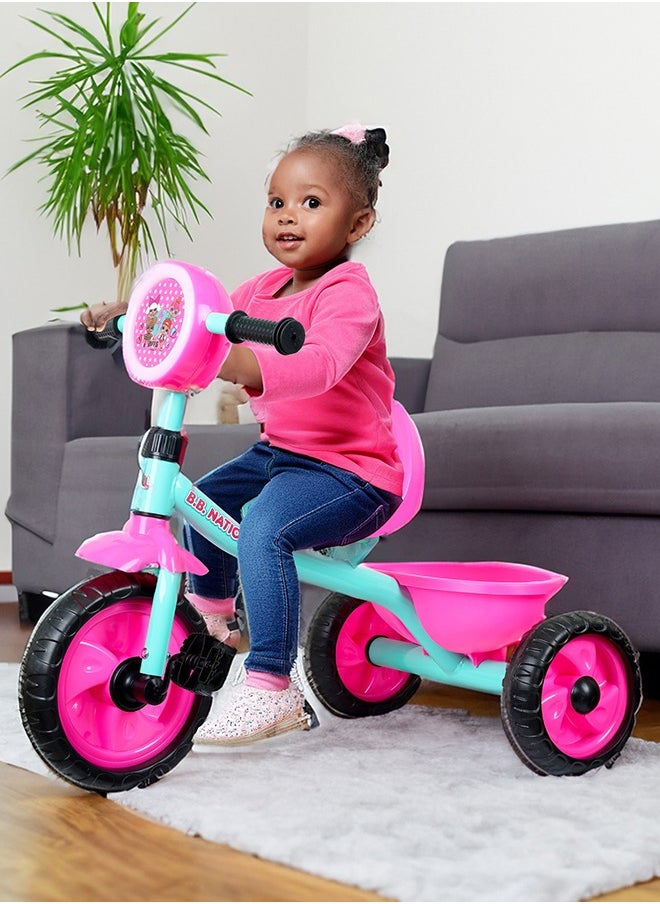 LOL Surprise Kids Tricycle Age 3 years- 5 years, Gift Toys for Girl , Balance Bike Toddler Trikes with Carrier, Gift Toddler Tricycle, Pink