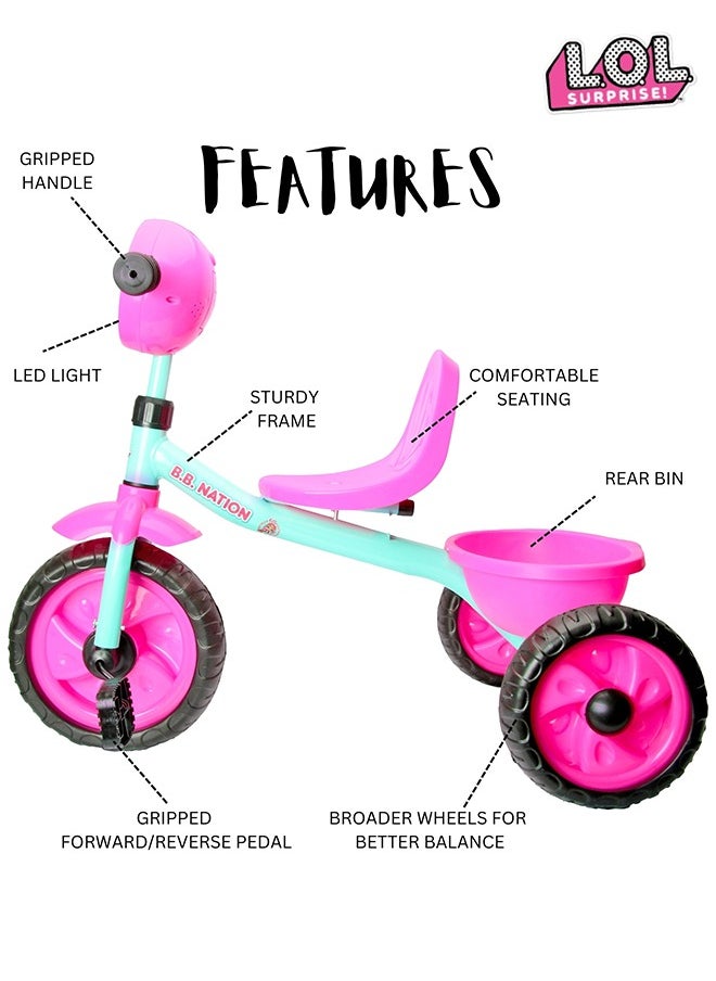 LOL Surprise Kids Tricycle Age 3 years- 5 years, Gift Toys for Girl , Balance Bike Toddler Trikes with Carrier, Gift Toddler Tricycle, Pink