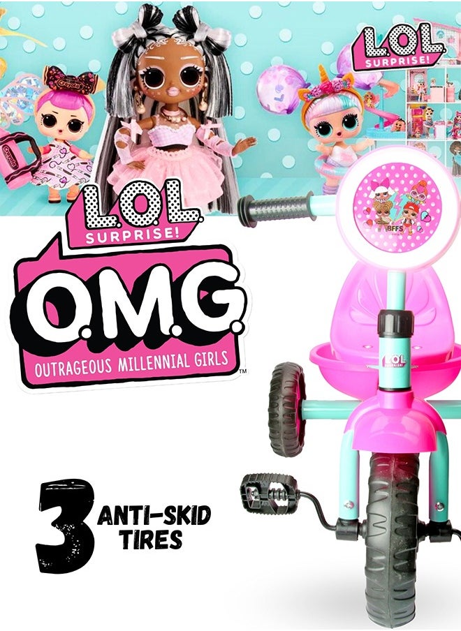 LOL Surprise Kids Tricycle Age 3 years- 5 years, Gift Toys for Girl , Balance Bike Toddler Trikes with Carrier, Gift Toddler Tricycle, Pink