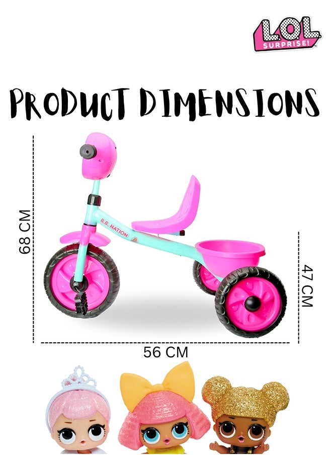 LOL Surprise Kids Tricycle Age 3 years- 5 years, Gift Toys for Girl , Balance Bike Toddler Trikes with Carrier, Gift Toddler Tricycle, Pink