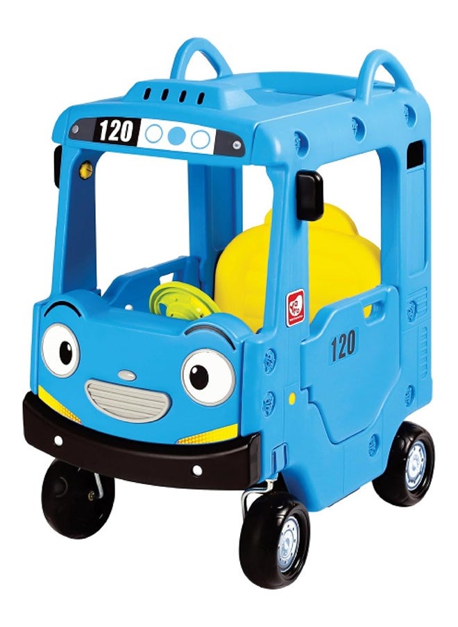 YaYa Ride-on Bus Roof Car LB Z01 for Kids, Push Car w/ Light, Music,Rotating Wheels, Drive & Sliding Footrest 1-3 Yrs - Blue