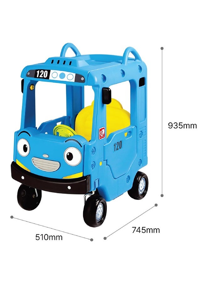 YaYa Ride-on Bus Roof Car LB Z01 for Kids, Push Car w/ Light, Music,Rotating Wheels, Drive & Sliding Footrest 1-3 Yrs - Blue