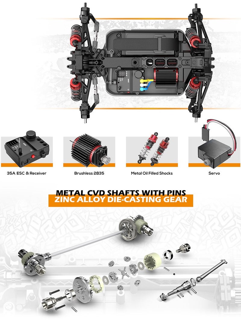 MJX MEW4 M163 1/16 Scale 4WD RC Car Brushless High Speed Off Road, 55KMH Fast RC Truck for Adults with 2.4GHz RC Transmitter - Remote Control Car, RC Car, RC Monster Truck 1/16