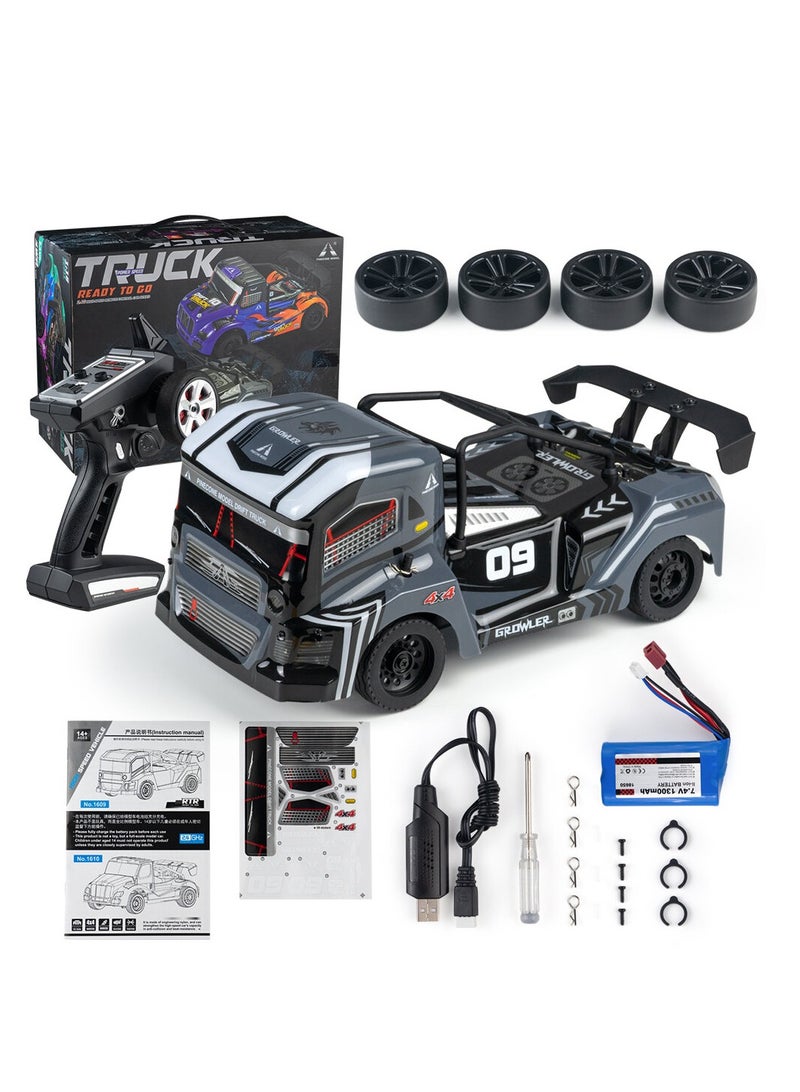 SG-16091/16 Scale 2.4G 4WD Flat Drift RC Car Truck Remote Control Car 35km/h High Speed With LED Lights