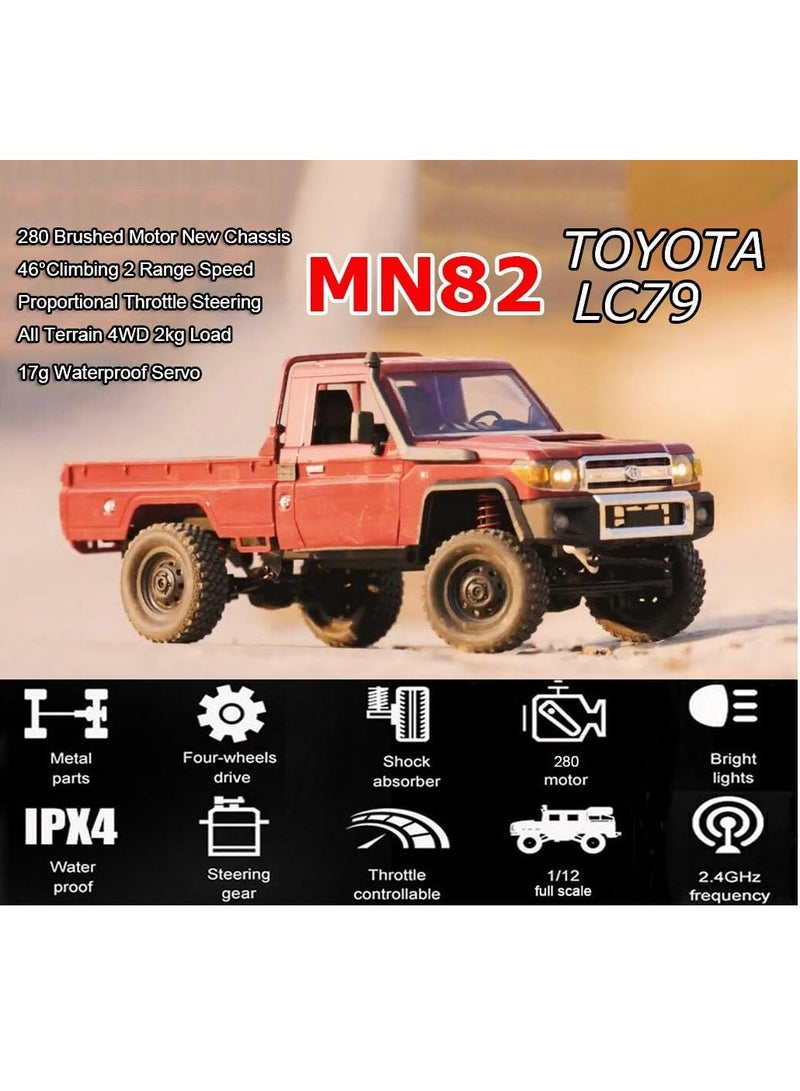 Mytoys 1/12 RC Crawler, Remote Control Pickup Car 4WD Land Cruiser Off Road for Adults with Proportional Throttle Steering 280 Brushed Motor All Terrain Remote Control Car RTR with Headlights
