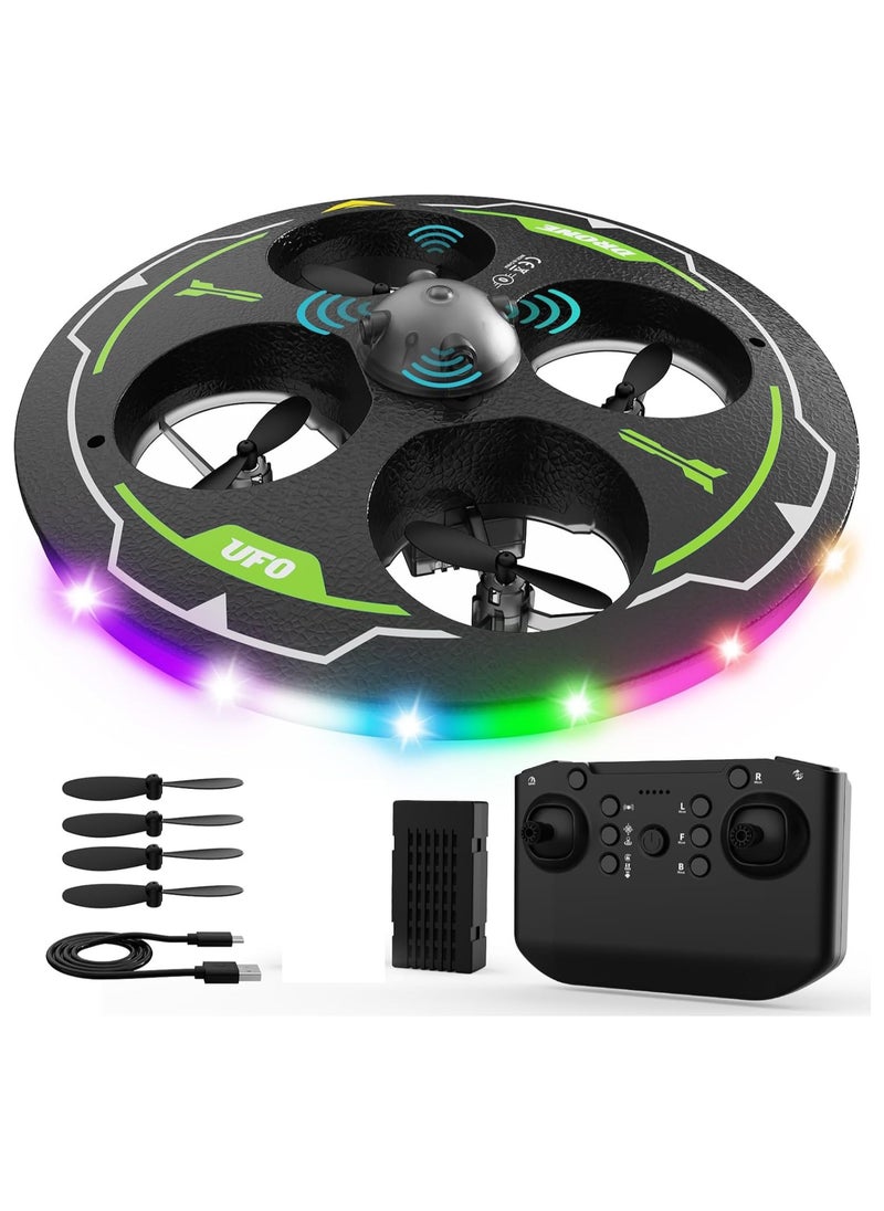 Eva Colorful Lights Drone 2.4g Remote Control Ufo Aircraft Drone Toys Altitude Hold Mode Drone For Kids Green