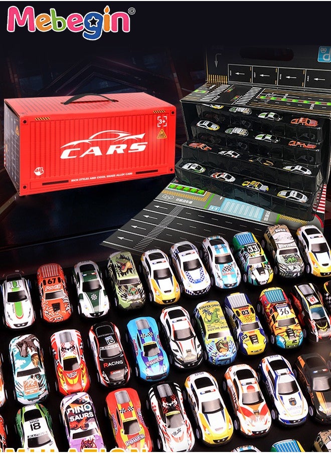 48PCS Pull Back Cars Playset, Mini Die-Cast Race Cars Set, Colorful Vehicles Kit with Storage Box, Push and Go Toy Race Car Vehicles, Easy to Carry and Organized, Ideal Gifts for Kids Aged 3+