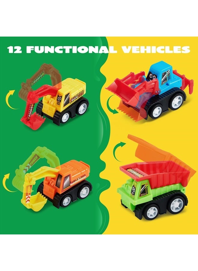 12-Piece Mini Construction Car Set, Plastic, Unisex, Non-Riding Toy Vehicle, Perfect for Imaginative Play and Parties