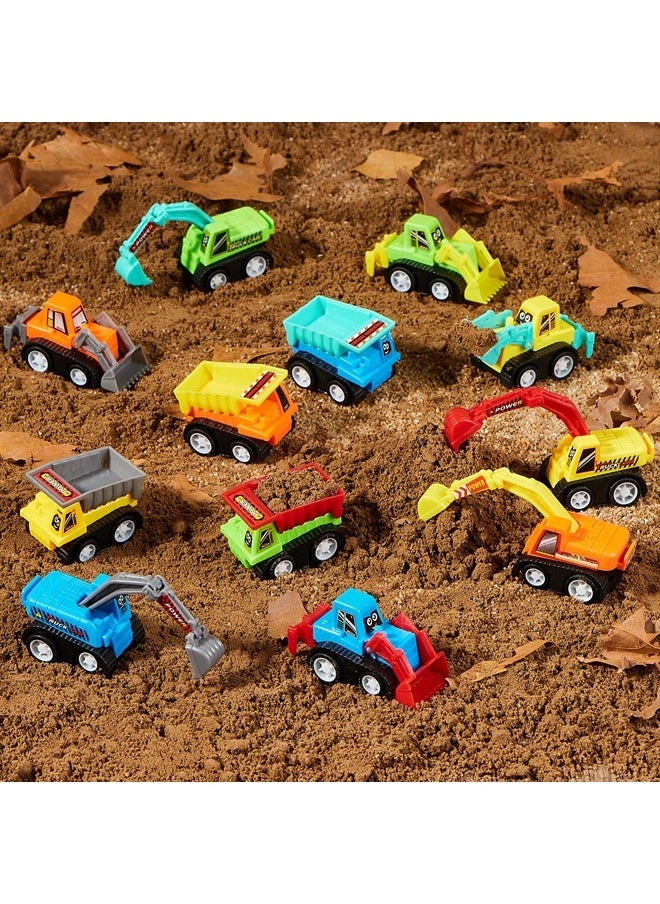 12-Piece Mini Construction Car Set, Plastic, Unisex, Non-Riding Toy Vehicle, Perfect for Imaginative Play and Parties