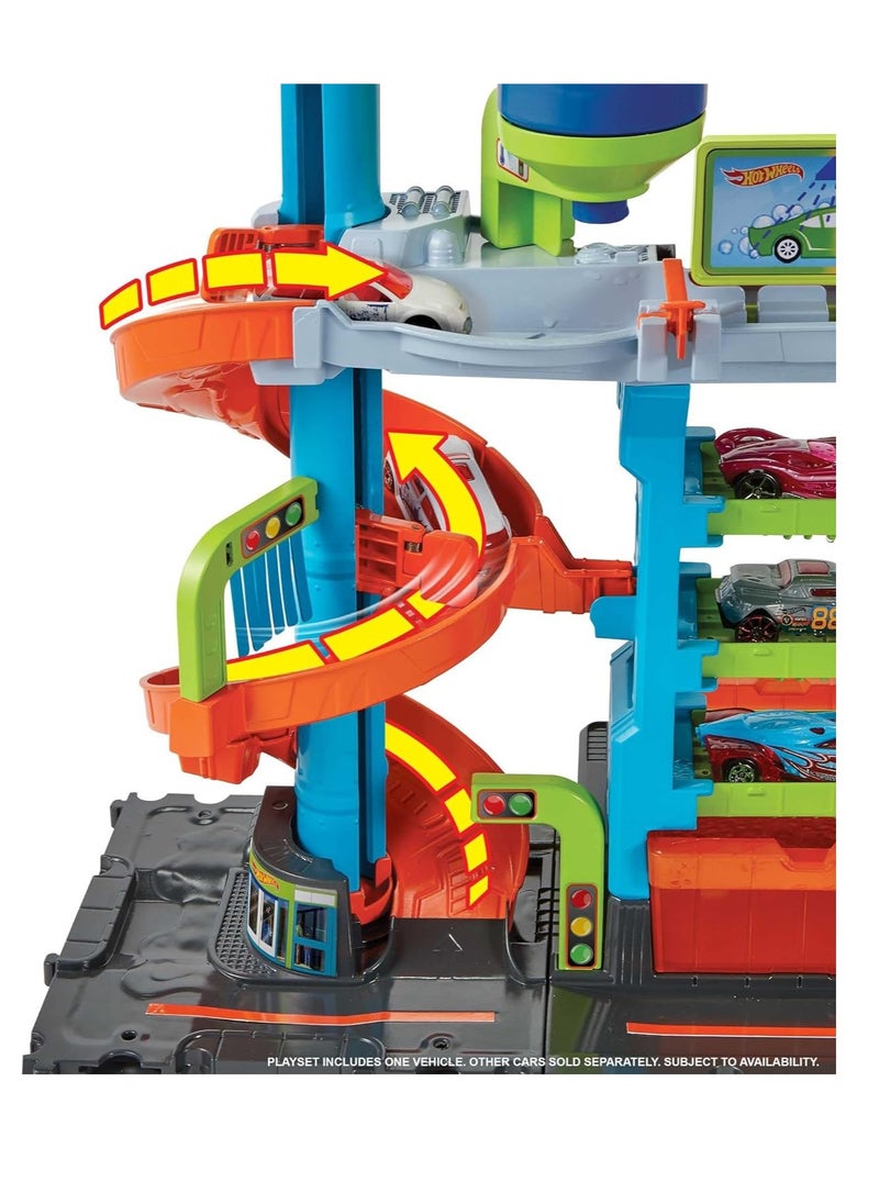 Hot Wheels City Mega Car Wash With 1 Color Shifters Car, Toy for Kids