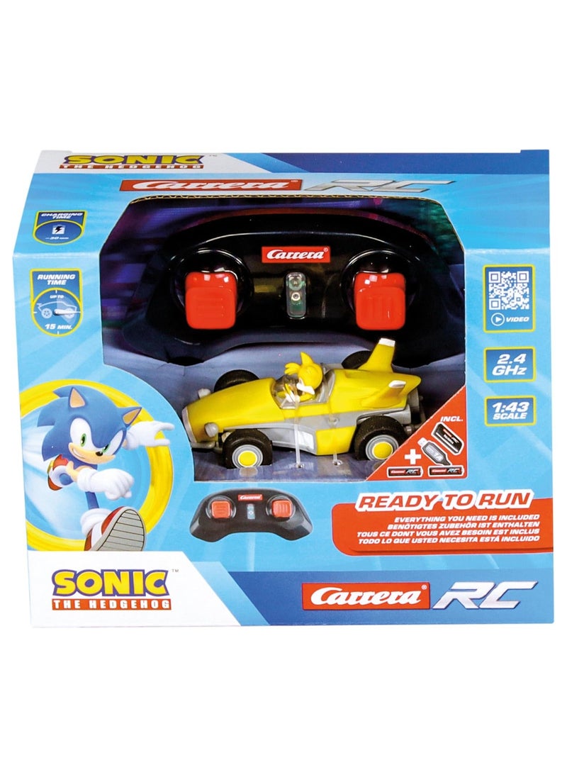 RC Team Sonic Racing Mini RC Car | For Kids and Fans | Officially Licensed Sonic the Hedgehog Design | 1:43 Scale | Remote Controlled Vehicle