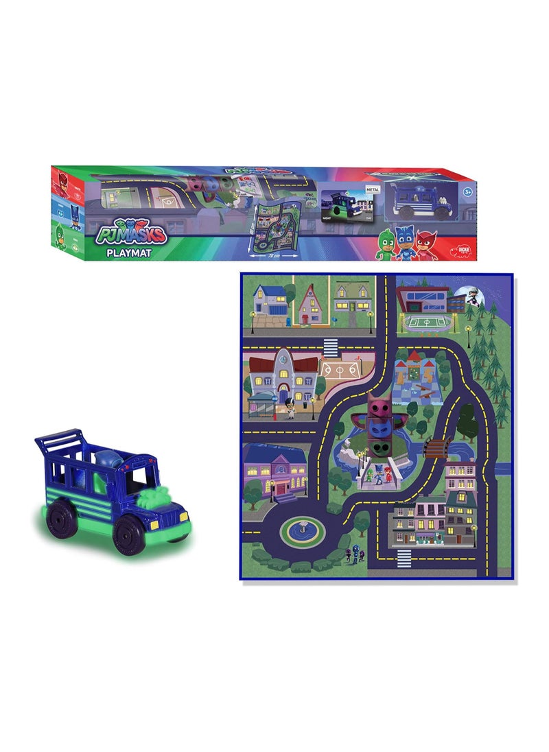 Dickie Toys- PJ Masks Playmat with the Car, Glow in the Dark