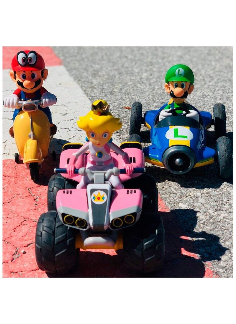 Carrera RC Nintendo Mario Kart 8 Peach Quad | Remote-Controlled Car for Indoor & Outdoor | Mini Mario Kart RC with Controller | Fun Toy for Kids & Adults