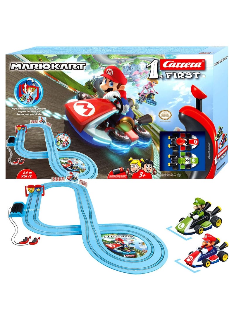 Carrera First Nintendo Mario Kart Track Set | 2.9m Electric Race Track | Dual Racing for Kids & Adults | Scale 1:50 | Includes Controllers