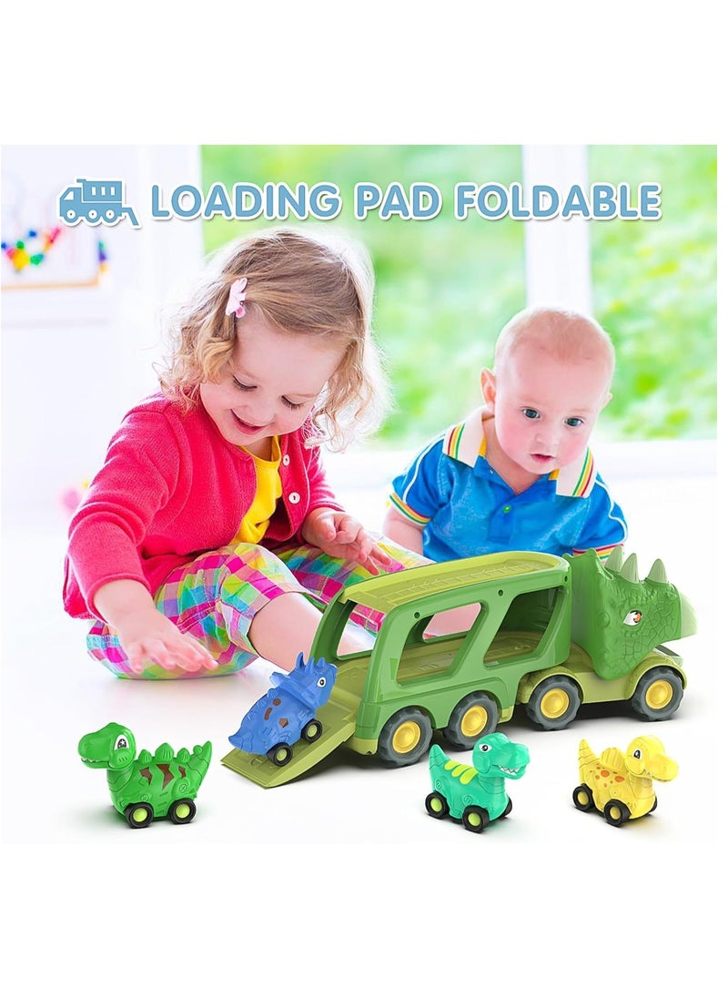 Dinosaur Toys for Kids 3-5 Years Old,Dinosaur Transport Carrier Truck with 4 Pack Small Pull Back Dino Car,Dinosaur Transport Truck Toys for 2 Year Old boy Christmas Birthday Gift