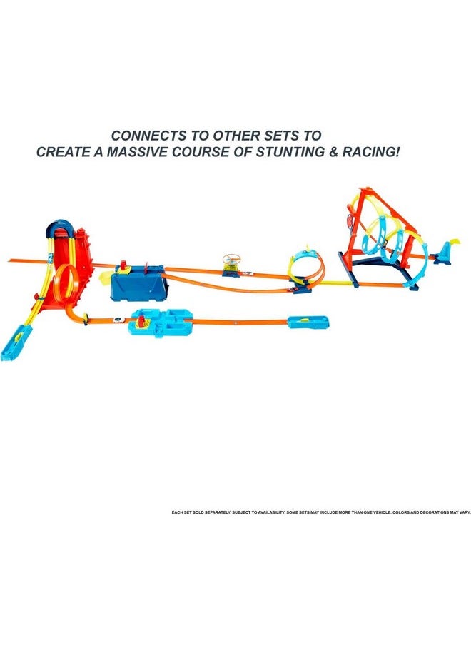 Toy Car Track Set, Straight Track Set With 37 Component Building Parts & 1:64 Scale Vehicle (Amazon Exclusive)