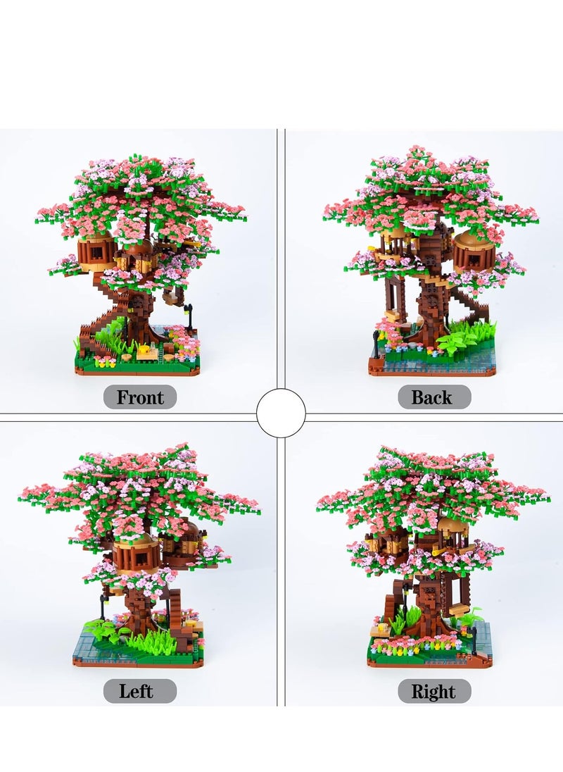 Mini Cherry Blossom Treehouse Bonsai Tree Building Blocks Set, Sakura Botanical Collection Building Set for Adults, 14+ Teens, Home Decor Accessories, 2008 Pcs