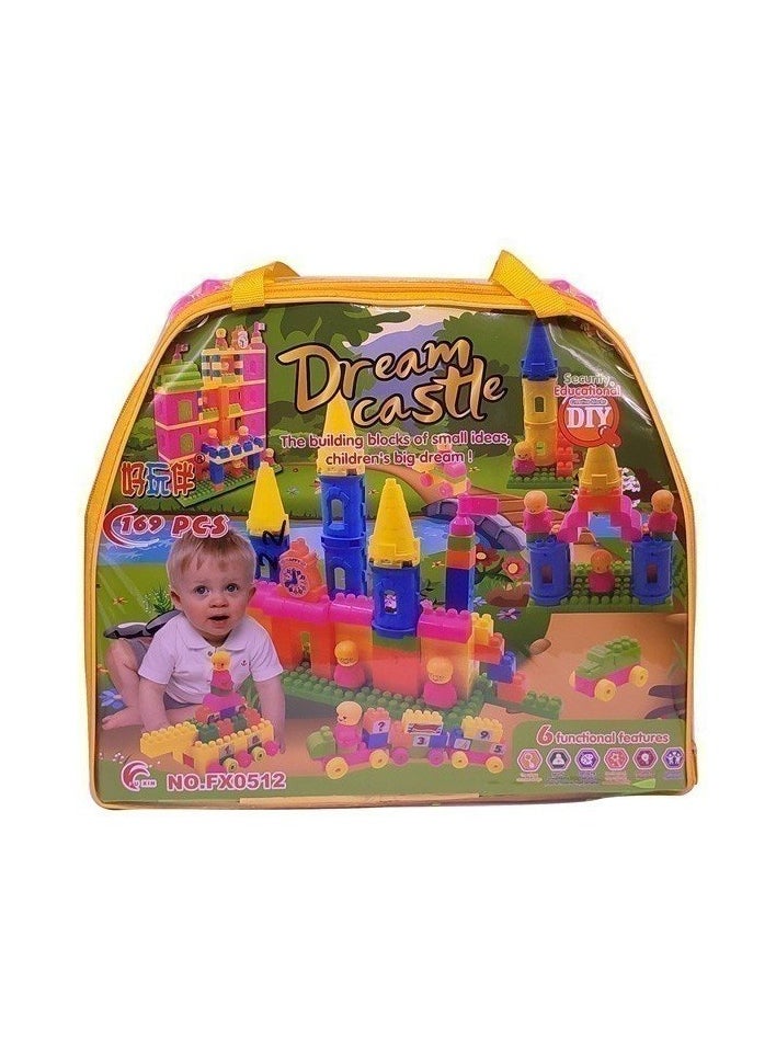 Colorful Castle Building Block Toy Set for Kids: Educational and Fun Play with Bright Towers, Figures, Vehicle, and Numbered Blocks for Creative Development and Imaginative Learning