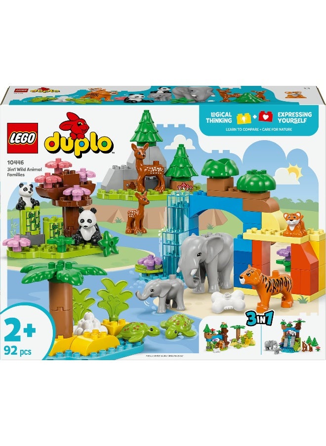 LEGO DUPLO Town 3in1 Wild Animal Families 10446 Educational Building Set (92 Pieces)