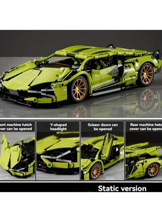 New! 2025! Year Green 1280pcs + Creative Exquisite Racing Car High Difficulty 3D Assembly Building Block Toy Cool Luxury Car Delicate Sports Car Model for Study Room Decoration Set Artistic Ornament Birthday Gift Holiday Surprise