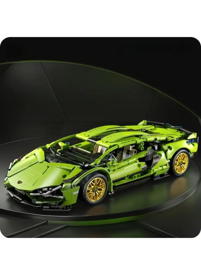 New! 2025! Year Green 1280pcs + Creative Exquisite Racing Car High Difficulty 3D Assembly Building Block Toy Cool Luxury Car Delicate Sports Car Model for Study Room Decoration Set Artistic Ornament Birthday Gift Holiday Surprise