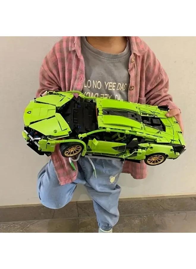 New! 2025! Year Green 1280pcs + Creative Exquisite Racing Car High Difficulty 3D Assembly Building Block Toy Cool Luxury Car Delicate Sports Car Model for Study Room Decoration Set Artistic Ornament Birthday Gift Holiday Surprise