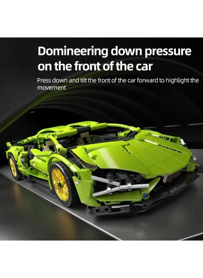 New! 2025! Year Green 1280pcs + Creative Exquisite Racing Car High Difficulty 3D Assembly Building Block Toy Cool Luxury Car Delicate Sports Car Model for Study Room Decoration Set Artistic Ornament Birthday Gift Holiday Surprise