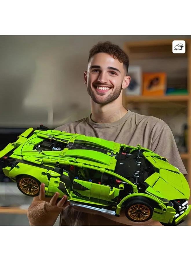 New! 2025! Year Green 1280pcs + Creative Exquisite Racing Car High Difficulty 3D Assembly Building Block Toy Cool Luxury Car Delicate Sports Car Model for Study Room Decoration Set Artistic Ornament Birthday Gift Holiday Surprise
