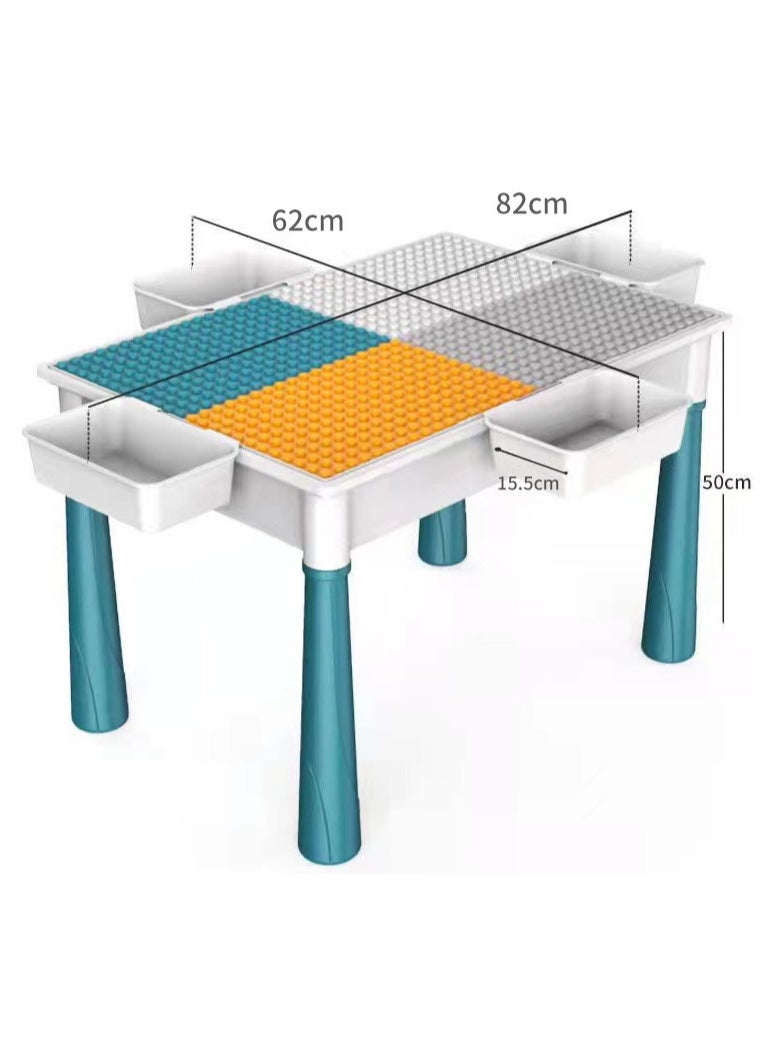 Extra-Large Multi-Function Kids Building Block Table with Chair – DIY Creative Play Set, Full Accessories, Clock Building Kit, and Ample Storage