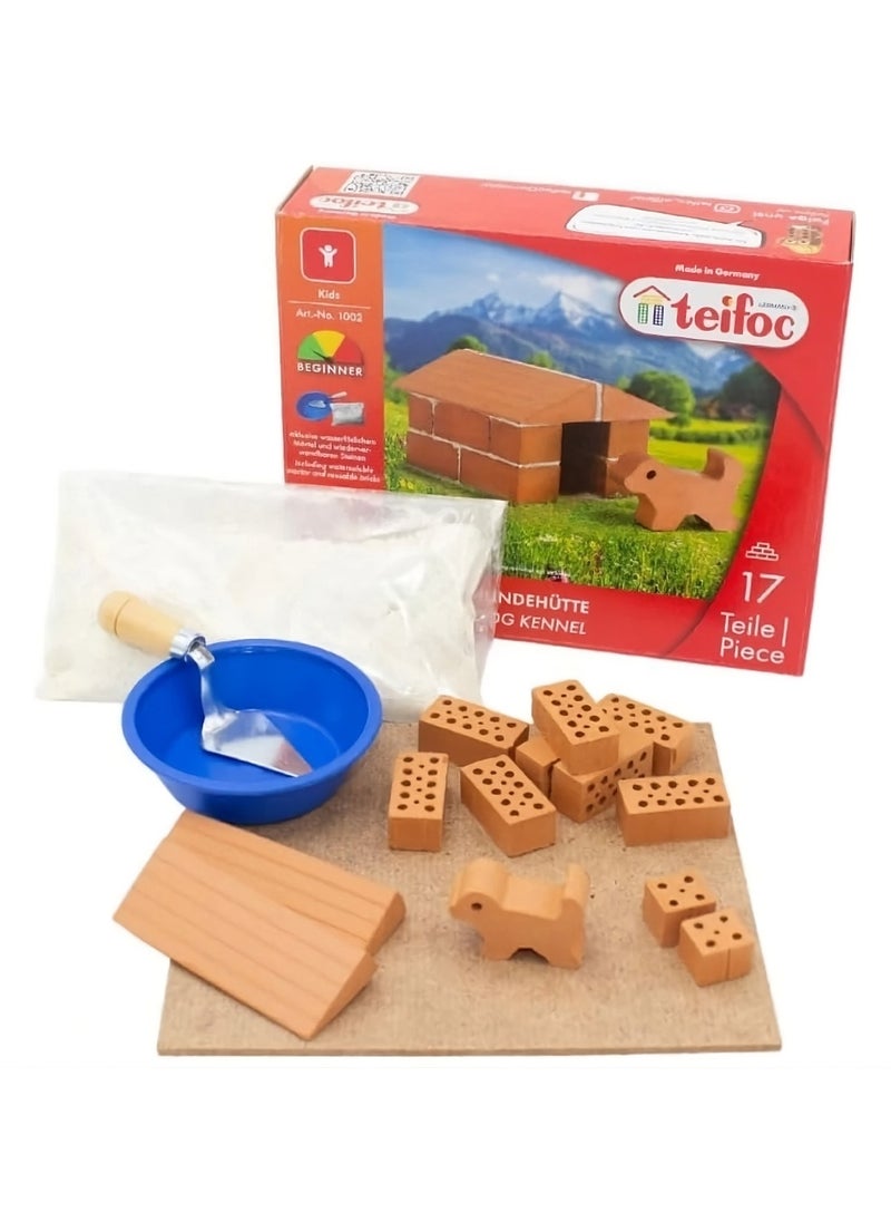 Brick Construction Toy Set - Teifoc 1002 - Dog Kennel Includes Puppy Made Of Clay - 6+ Years - 17pcs