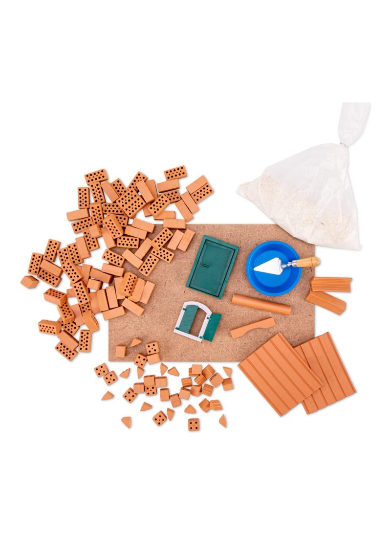 Brick Construction Toy Set - TEI 51 - Starter House Cottage - Build With Real Bricks & Cement - 110pcs - 6+ Years