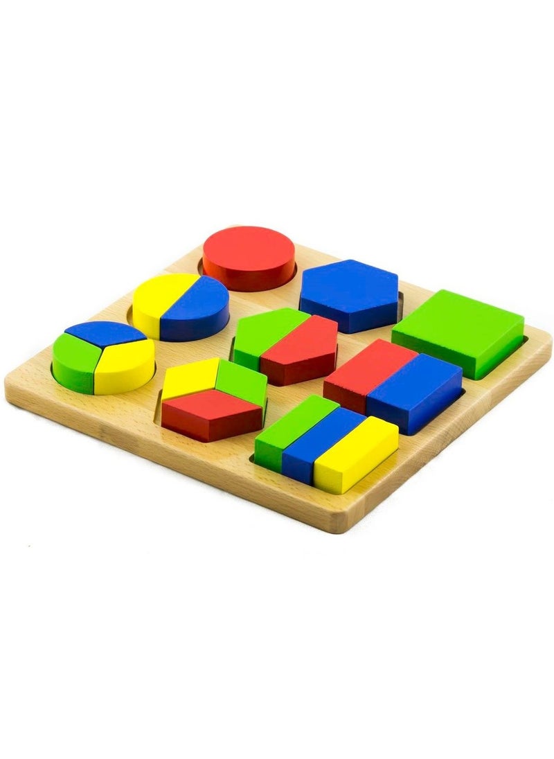 Wooden Geometric Shape Puzzle – Montessori Sorting & Matching Toy