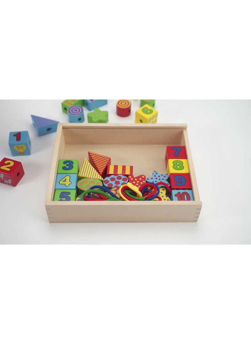 Colorful Wooden Lacing Beads Set for Kids – Educational Stringing and Sorting Toy