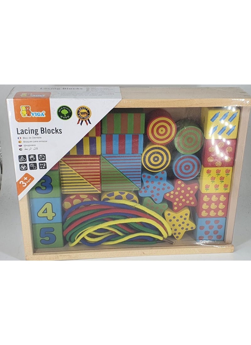 Colorful Wooden Lacing Beads Set for Kids – Educational Stringing and Sorting Toy