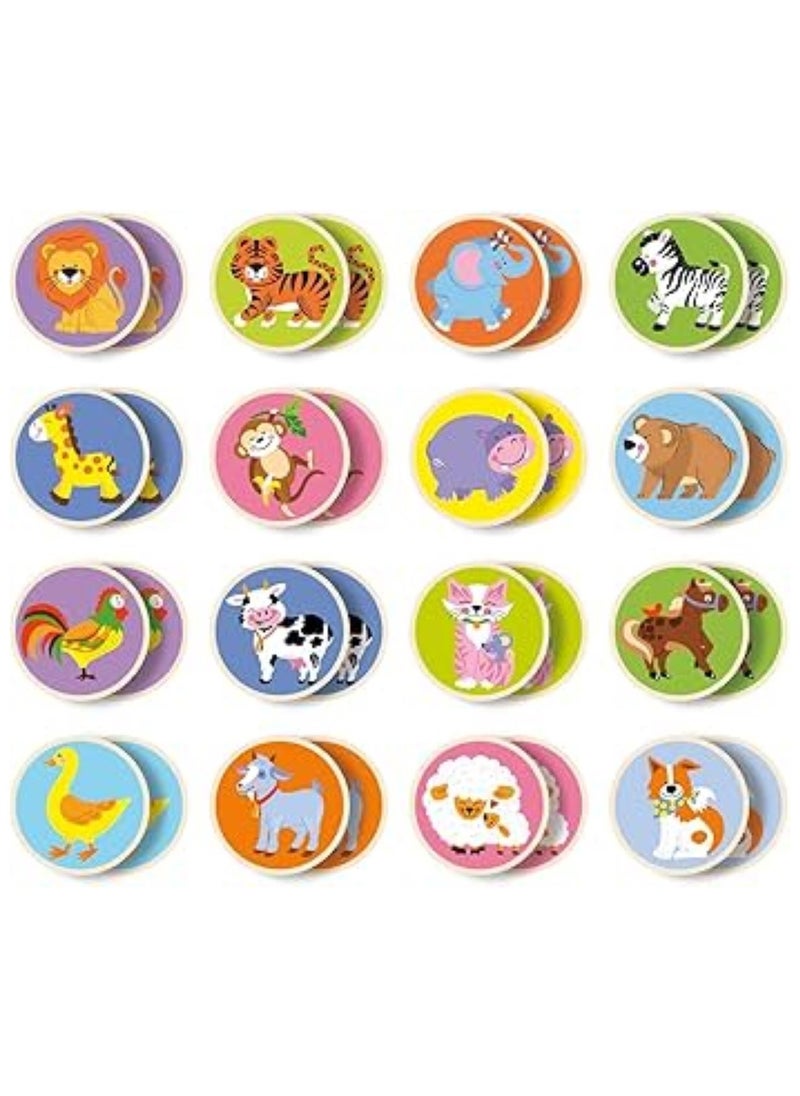 Wooden Memory Game - Colorful Animals