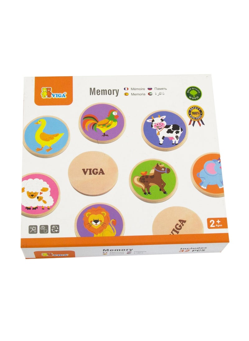 Wooden Memory Game - Colorful Animals