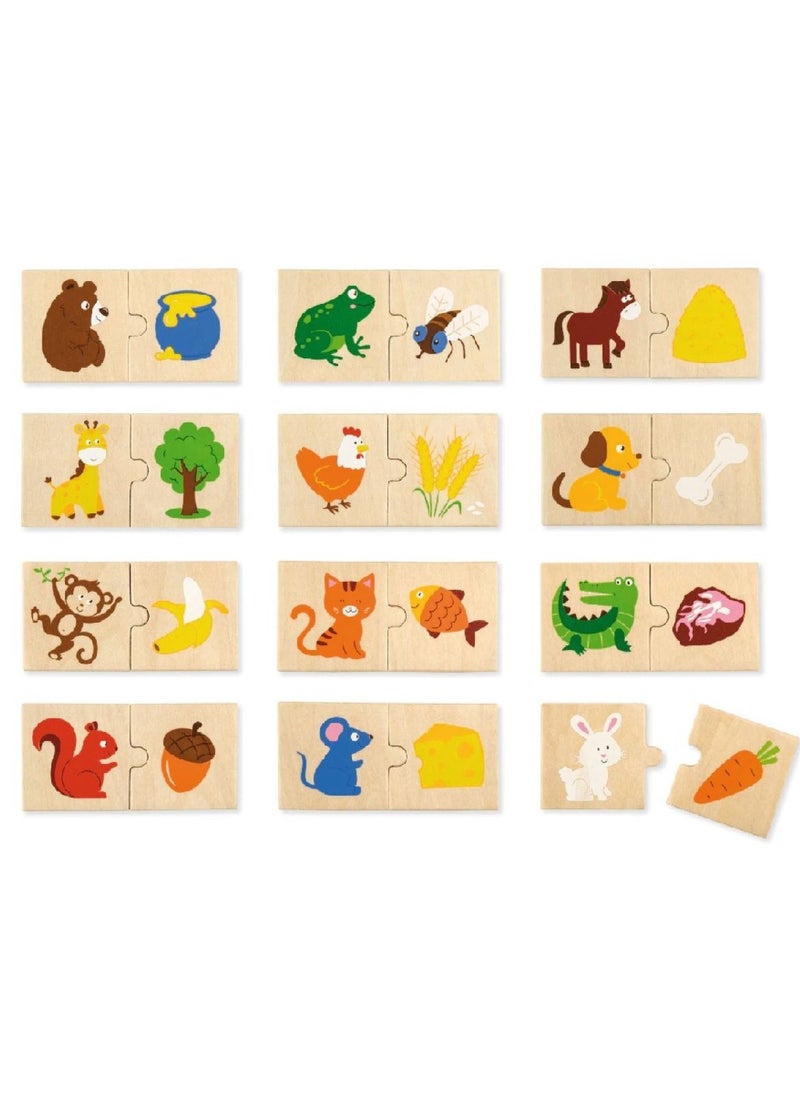 Wooden Animal Feeding Puzzle Set for Toddlers and Kids