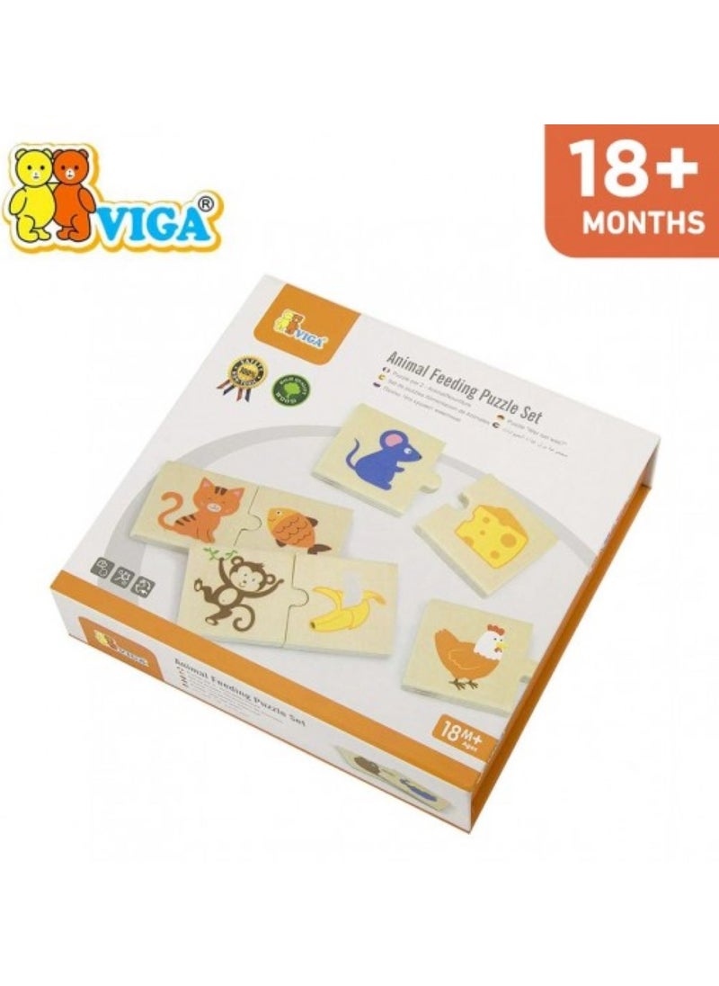 Wooden Animal Feeding Puzzle Set for Toddlers and Kids