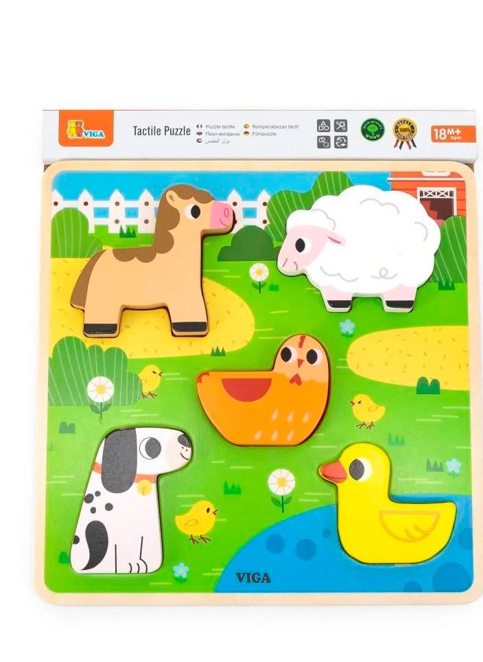 Wooden Farm Animal Puzzle – Montessori Educational Toy for Toddlers