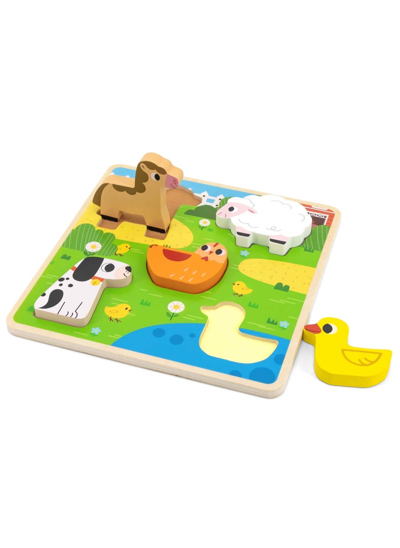 Wooden Farm Animal Puzzle – Montessori Educational Toy for Toddlers