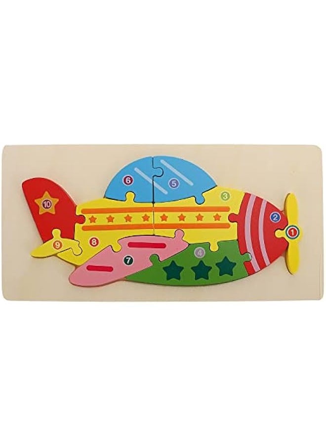 Toddler Toys Infant Toys Educational Airplane Wooden Puzzle Block : Puzzle Jigsaw Board 3D Puzzles Montessori Stem Educational for Educational Wooden Toys Baby Toys