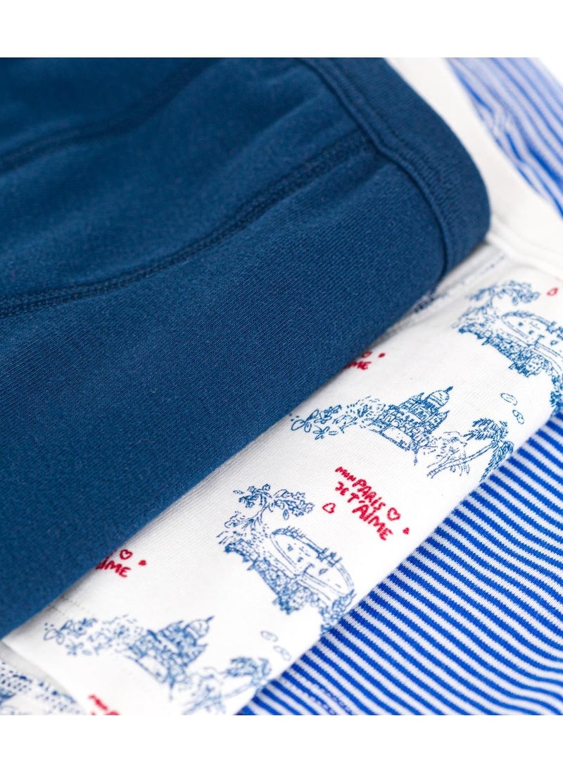 Children's Paris print cotton boxers with thin waistbands - 3-Pack