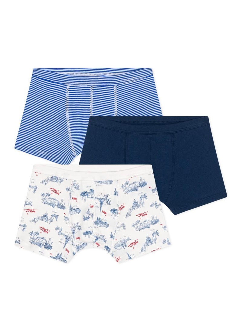 Children's Paris print cotton boxers with thin waistbands - 3-Pack