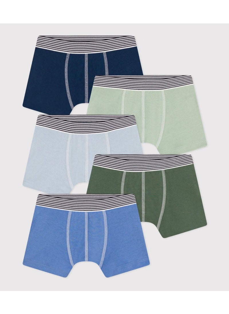 Children's Plain Cotton Boxers - 5-Pack