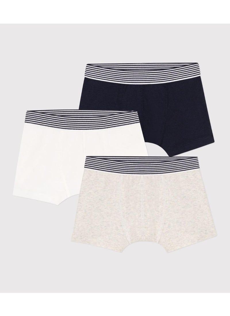 Boys' Plain Cotton Boxer Shorts - 3-Pack