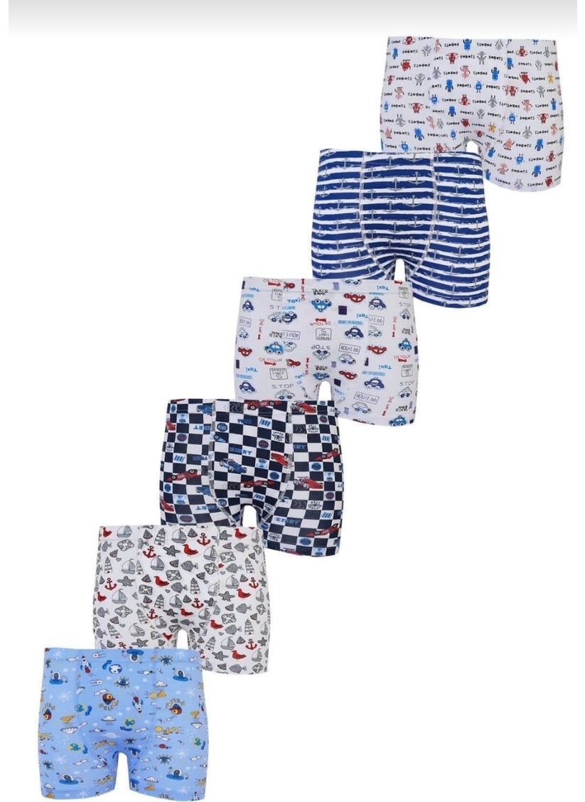 Tutku 0254 Patterned Boy's Boxer Shorts, Pack of 6