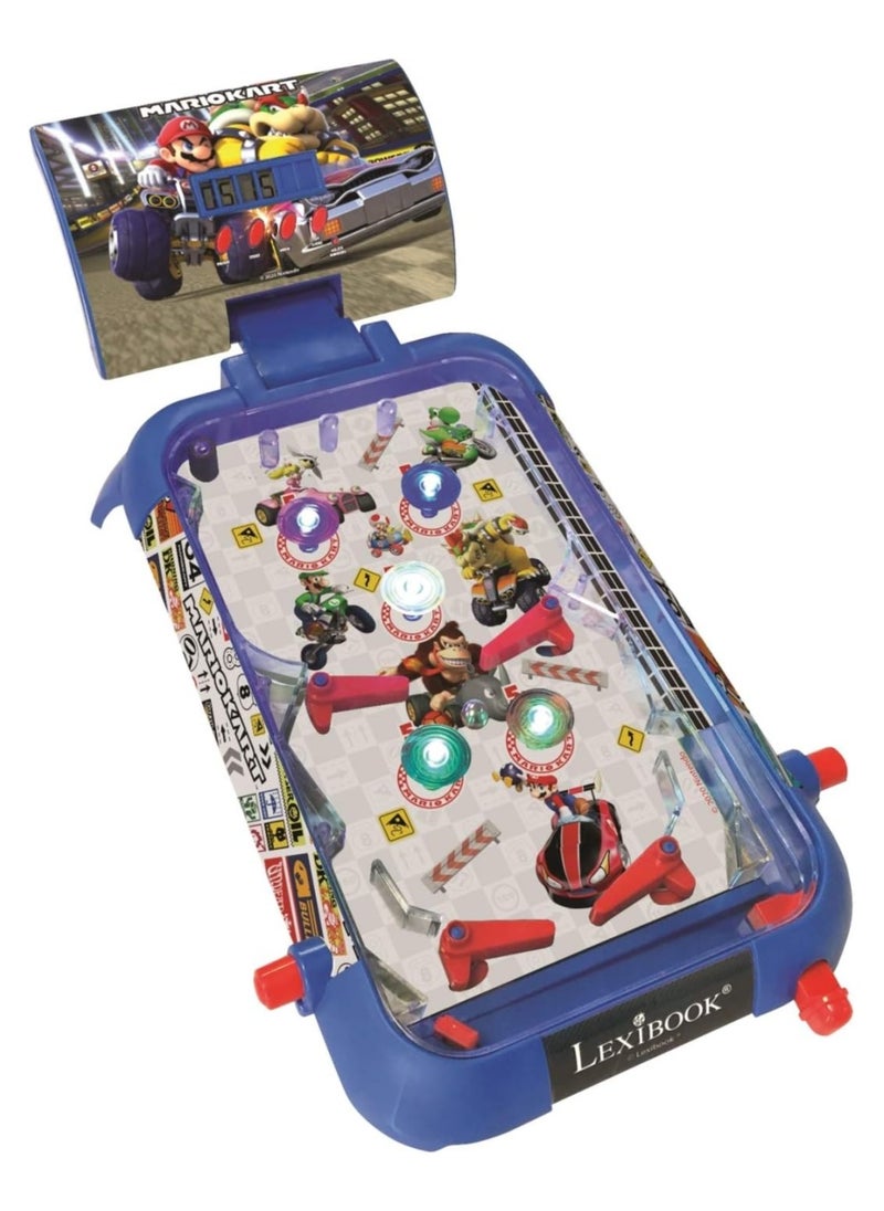 Nintendo Mario Kart Electronic Pinball Table | For Kids and Family | LCD Screen | Light & Sound Effects | 52x26.5 Inches | Blue/Red