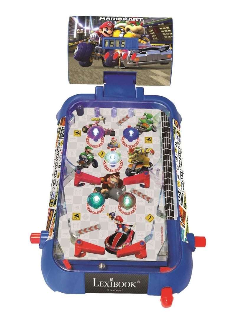 Nintendo Mario Kart Electronic Pinball Table | For Kids and Family | LCD Screen | Light & Sound Effects | 52x26.5 Inches | Blue/Red